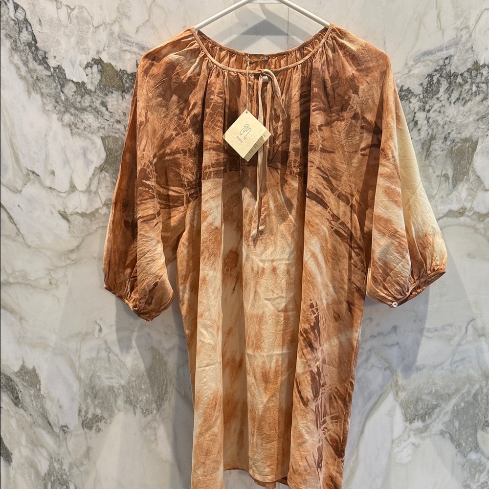 Matta Brown and Cream Tie-Dye Blouse/tunic/mini dress